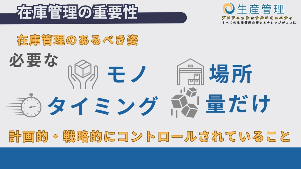 必要なモノ・場所・タイミング・量を、計画的に揃える在庫管理の考え方