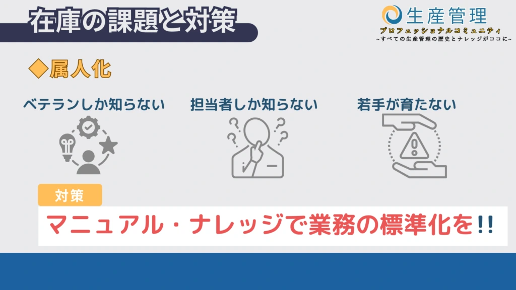 担当者だけが知る判断や情報を、マニュアルやナレッジとして共有する
