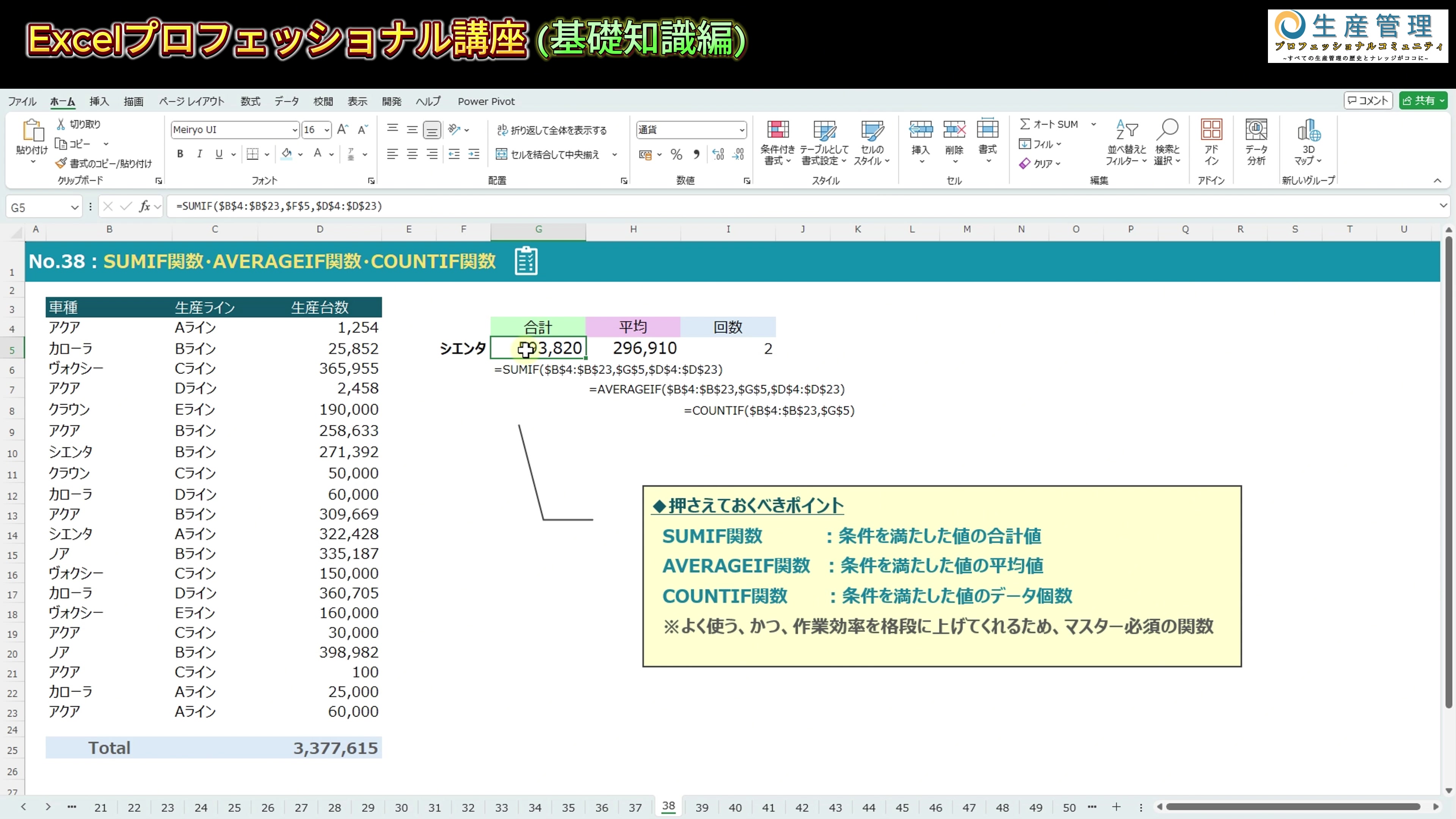 Excel講座 基礎知識編の実際の画面