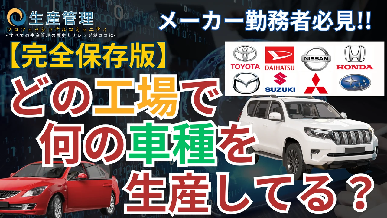 【動画】完成車メーカー生産工場と車種【生産管理】